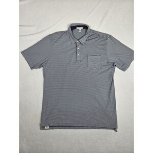Peter Millar Polo Shirt Mens XL Striped Blue &‎ White Golf Pima Cotton EUC
